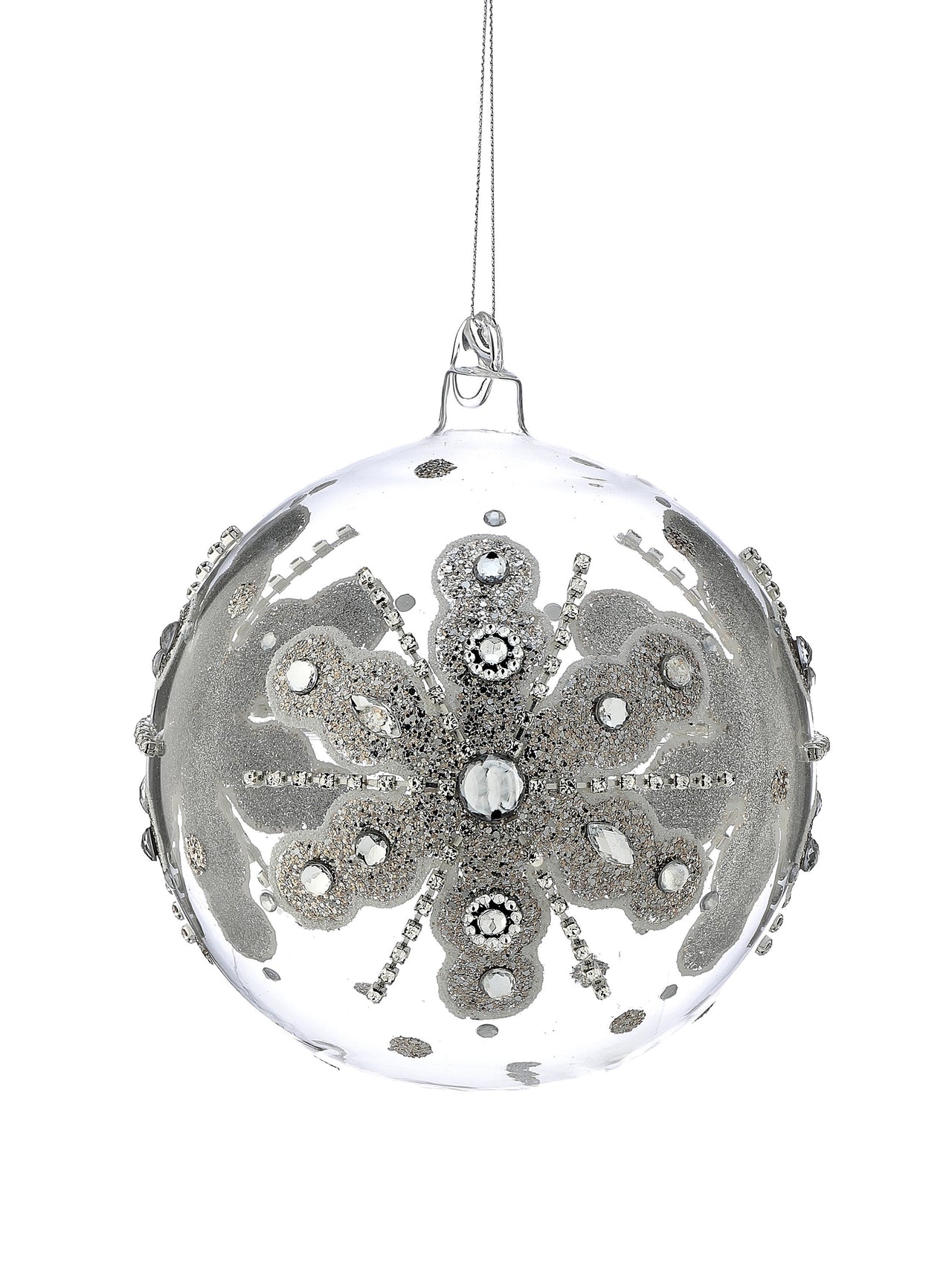 6" Gls Jewel Glitter Snowflake Ball Ornament