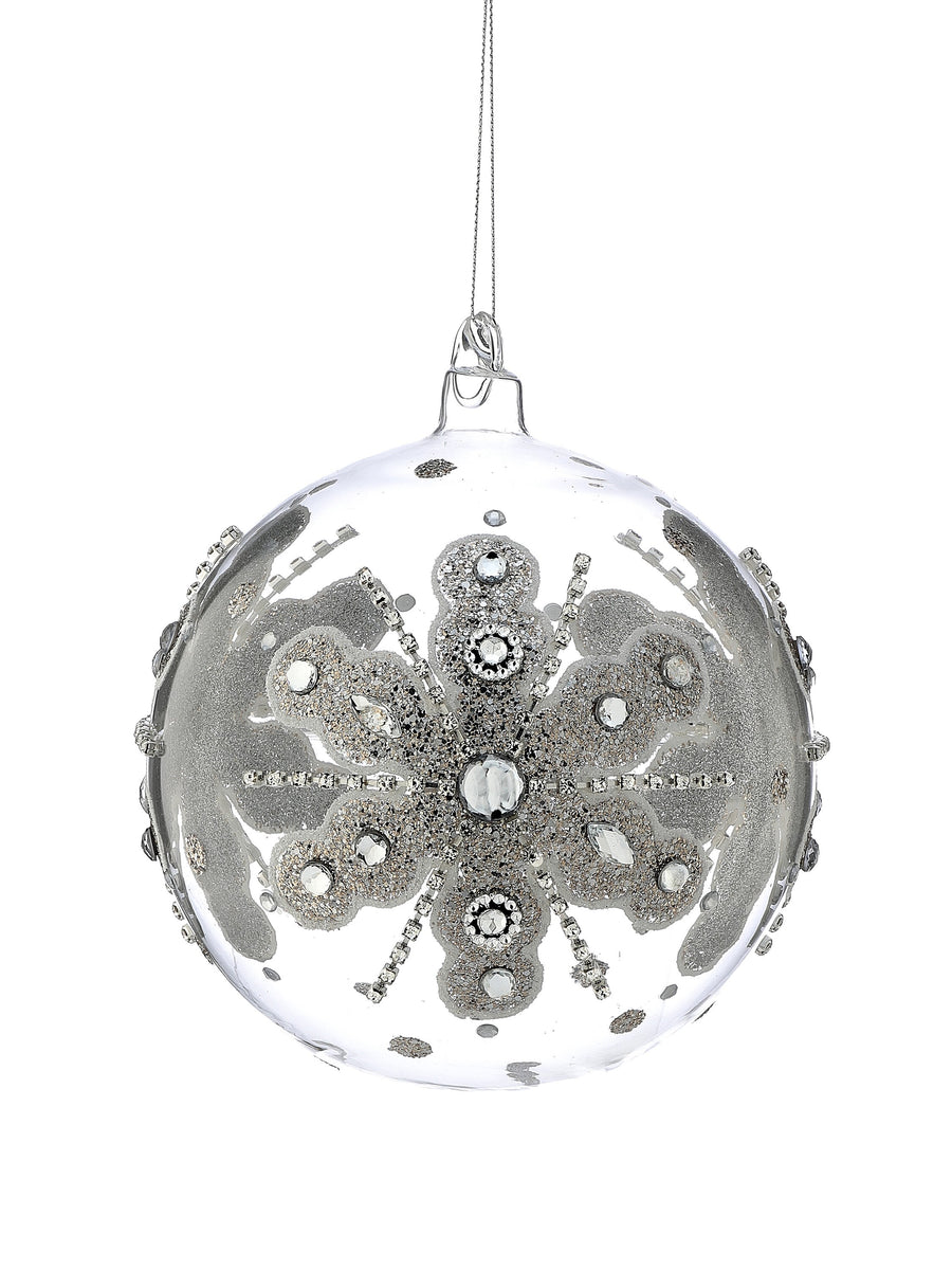 6" Gls Jewel Glitter Snowflake Ball Ornament