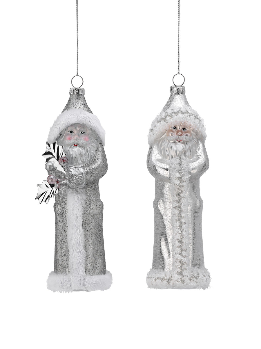 7" Gls Glacier Santa Ornament 2/Ast