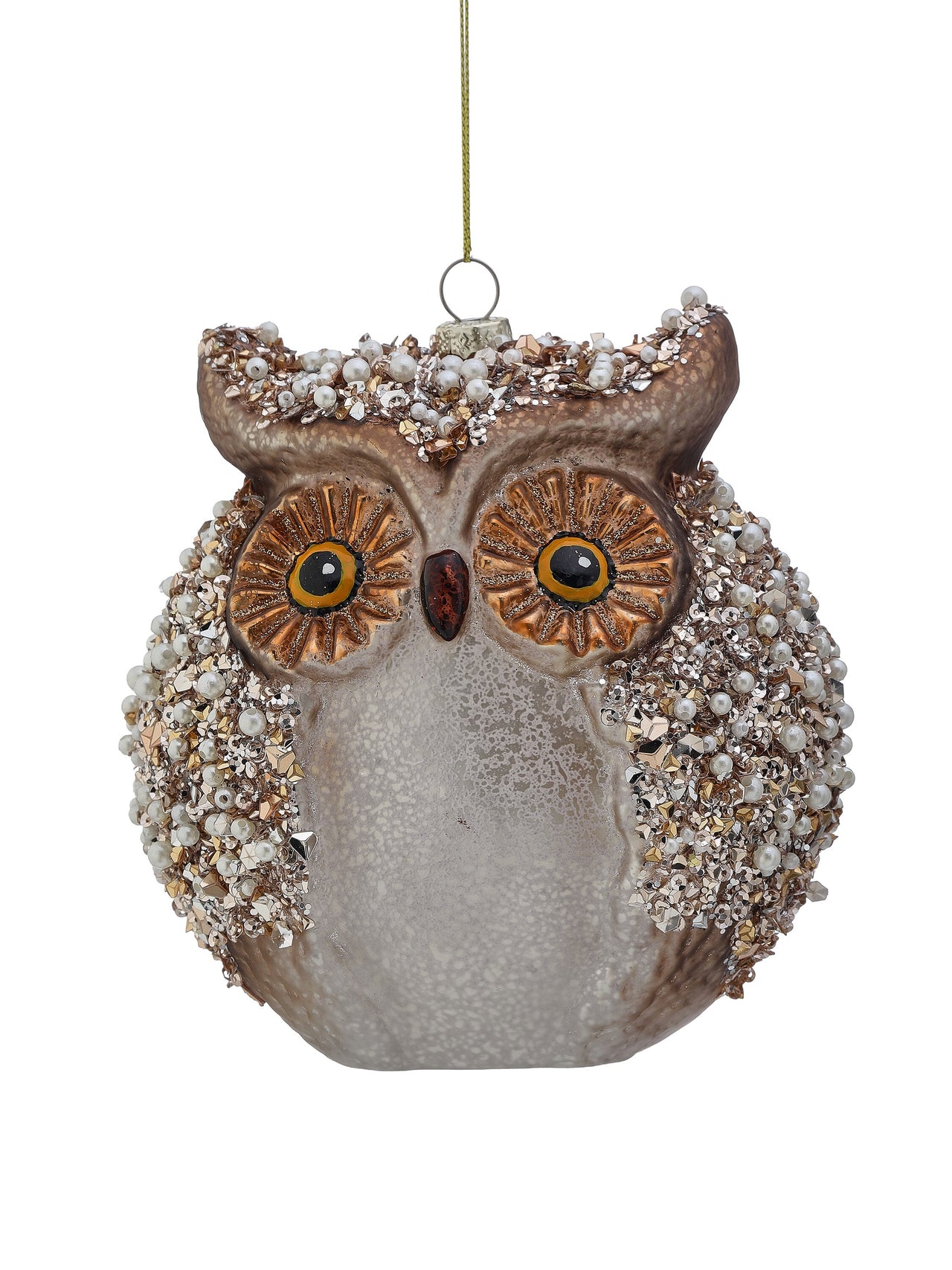 6" Mercury Gls W/Jewel Owl Ornament