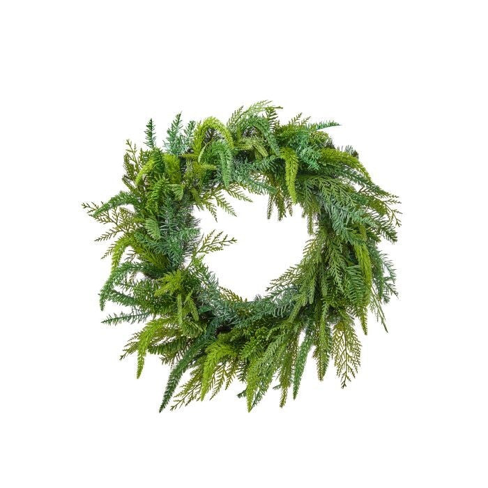 26" Uv Natural Touch Mixed Evergreen Wreath