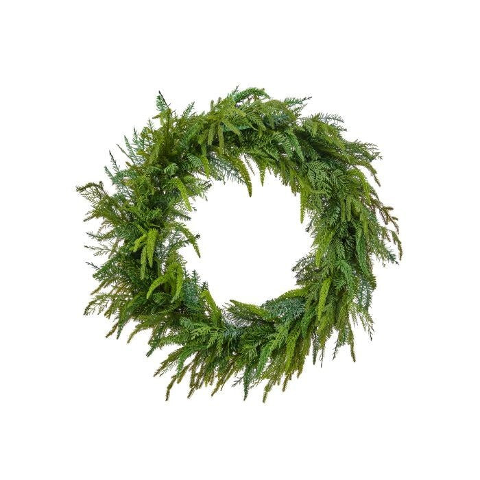 36" Uv Natural Touch Mixed Evergreen Wreath