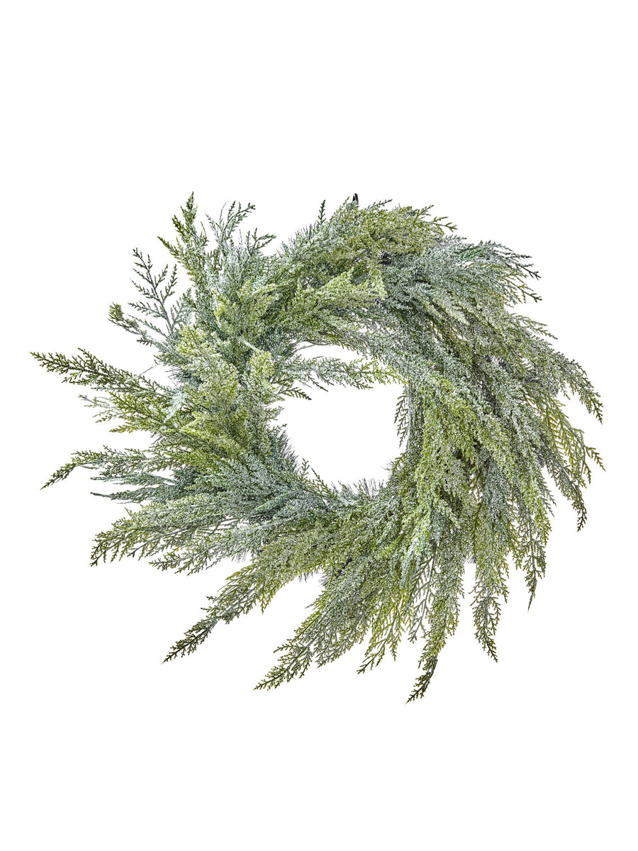 26" Iced Cedar Wreath