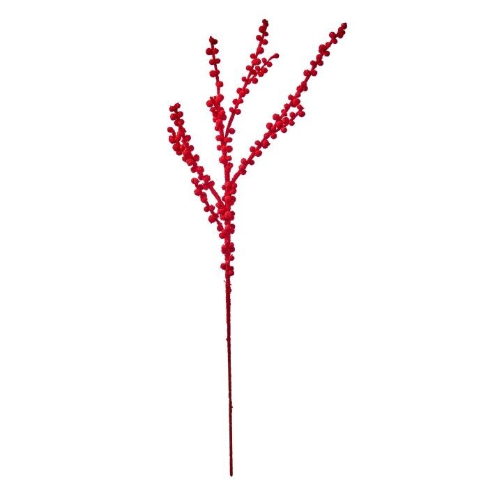38" Plstc Flocked Berry Spray