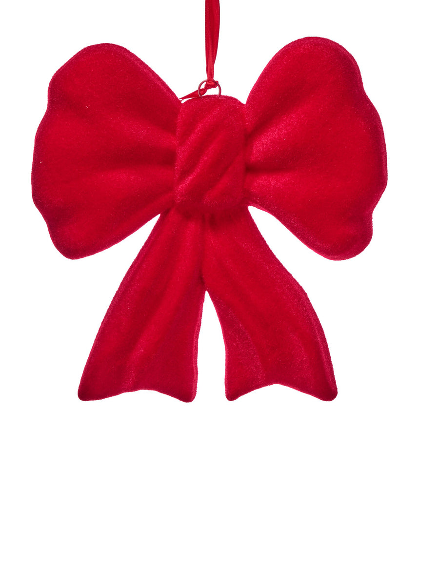 11" Flocked Styro Bowtie Ornament
