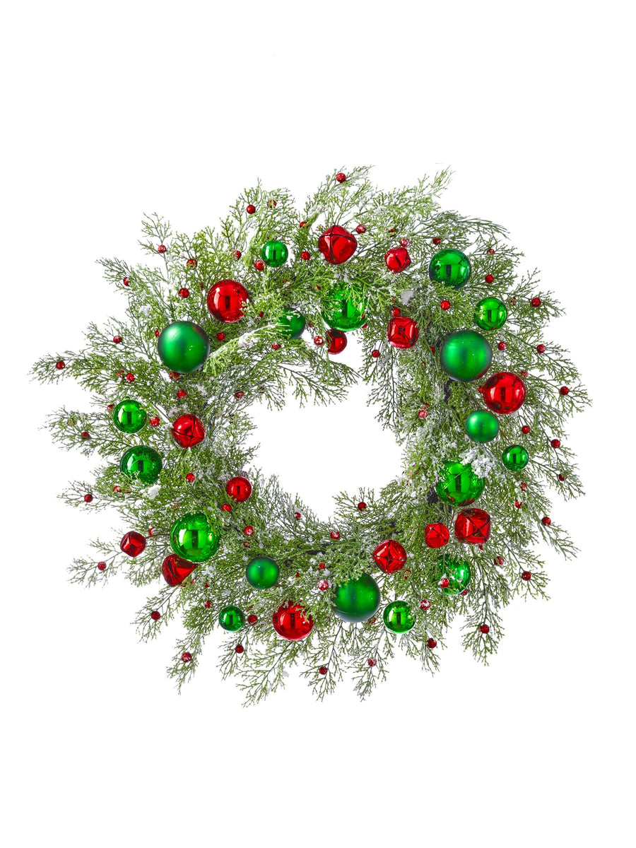 22" Jingle Bell/Ball/Cedar Wreath