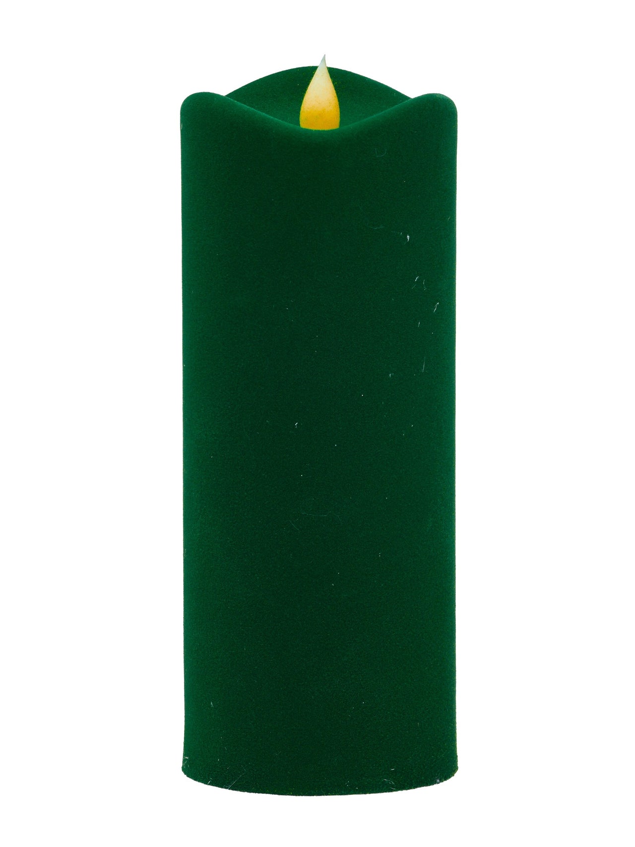 8"Led/Bty/Tmr Flocked Pillar Candle