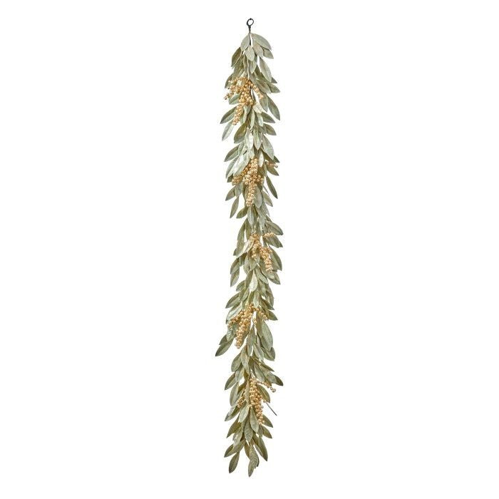 60"Gold Berry Bay Leaf Garland