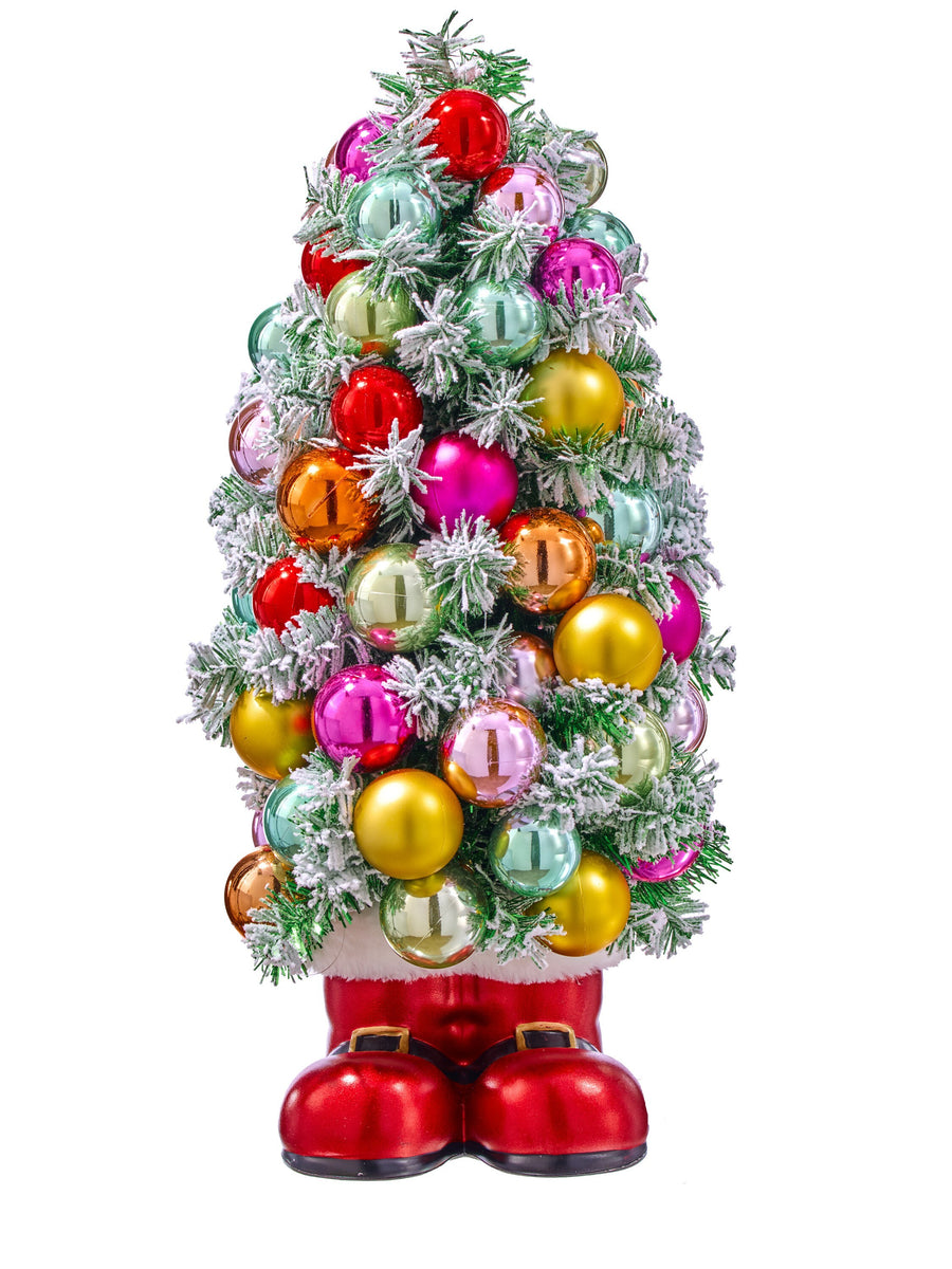 24" Retro Ball Tree W/Santas Boot