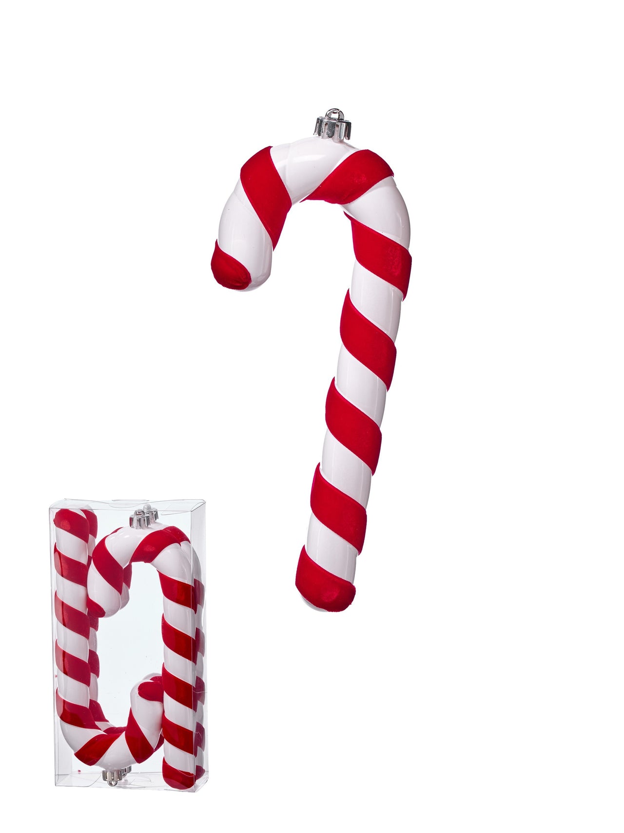 10"Vp "Ceramic" Velvet Candy Cane Bx/4
