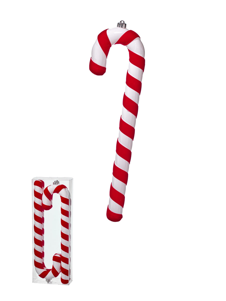 17"Vp "Ceramic" Velvet Candy Cane Bx/4