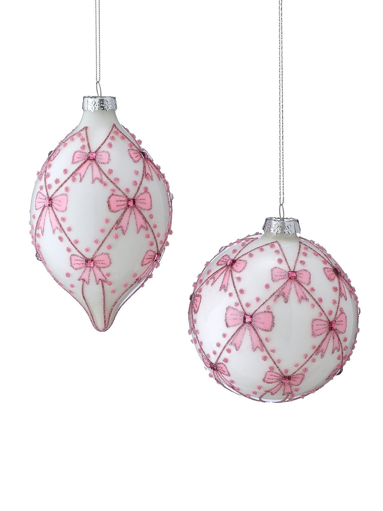 5-7"Gls Bow Tie W/Jwl Ball/Fnl Ornament 2/Ast