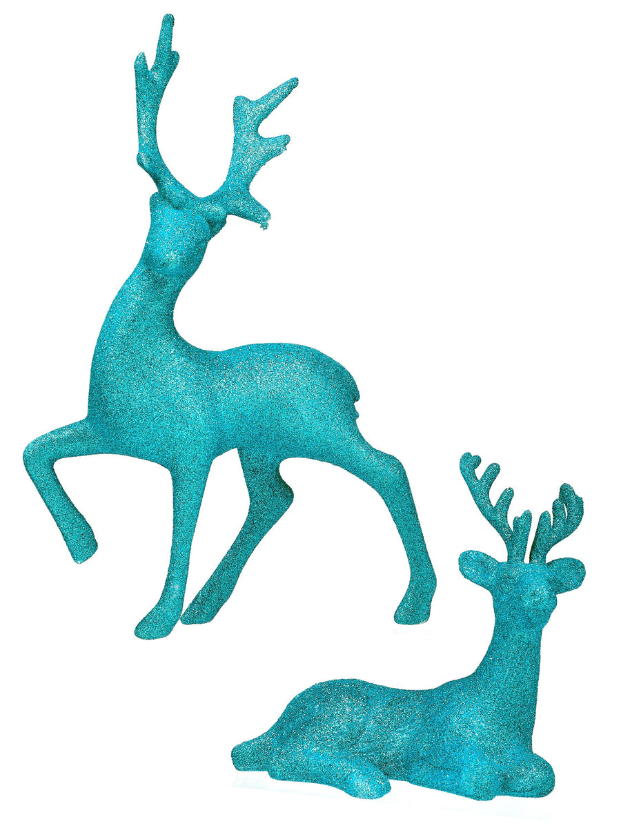 7.5-12" Plstc Glitter Deer 2/Ast