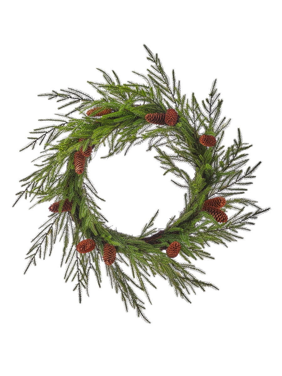 28" Just Cut Mini Fir /Cone Wreath