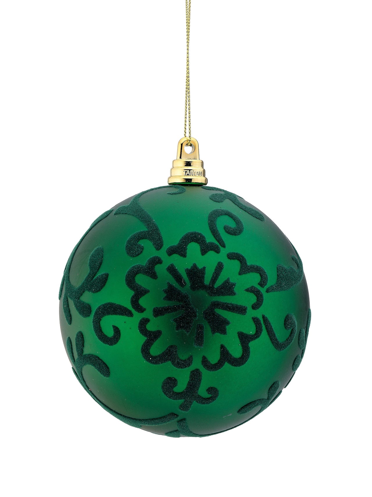 4" Vp Flocked Scroll Ball Ornament