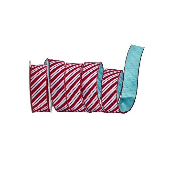 2"X10Y Velvet W/Felt Peppermint Ribbon