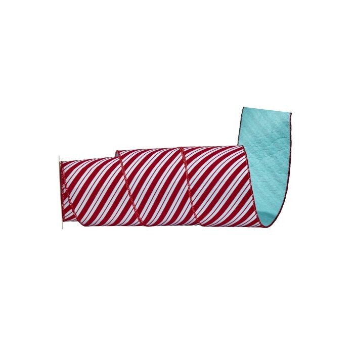 4"X5Y  Velvet W/Felt Peppermint Ribbon