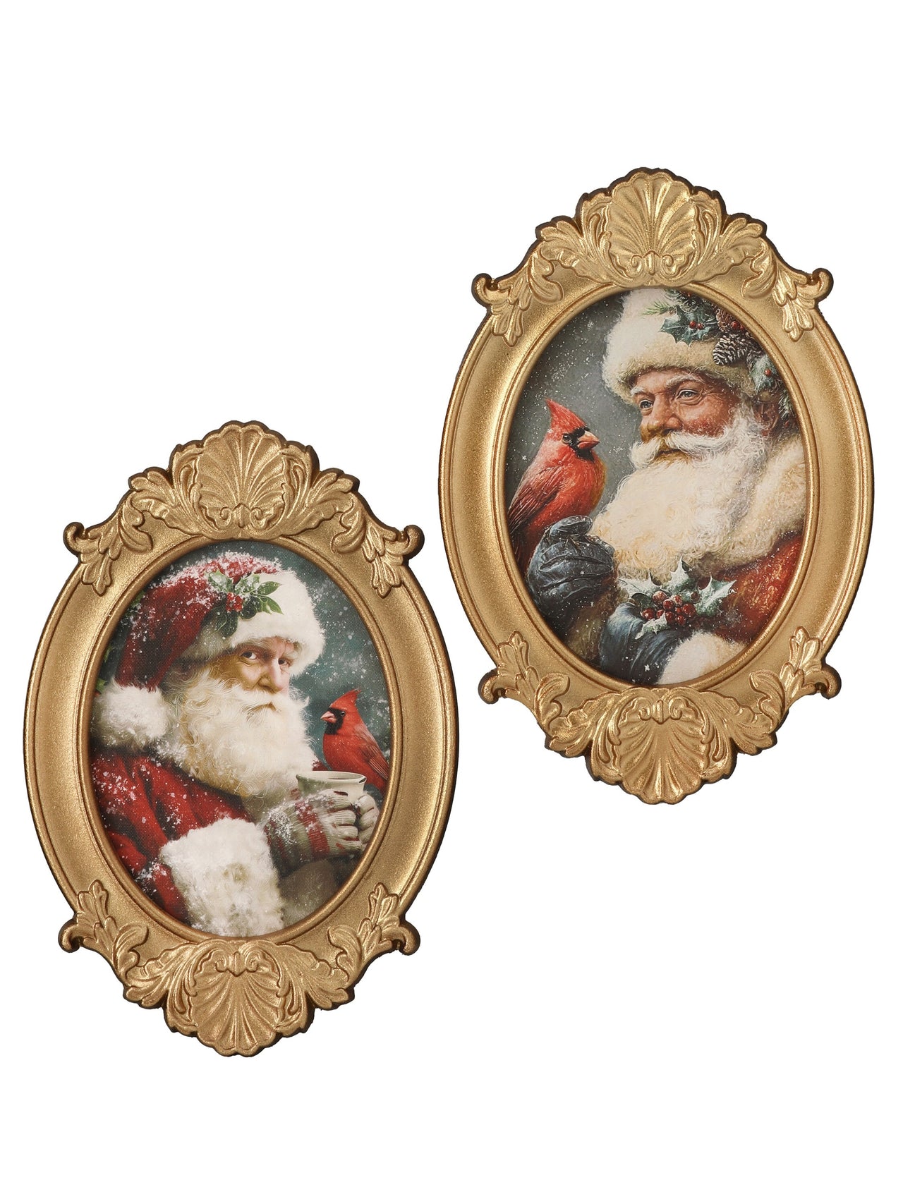 8X12" Gilded Frame Santa/Cardinal Art 2/Ast