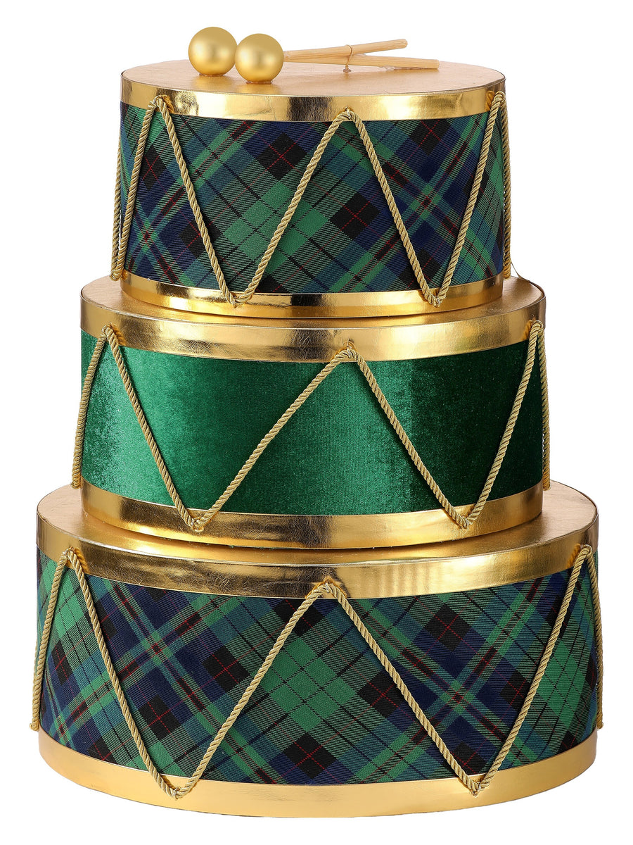 18" Plaid Velvet Drum Triple Stack