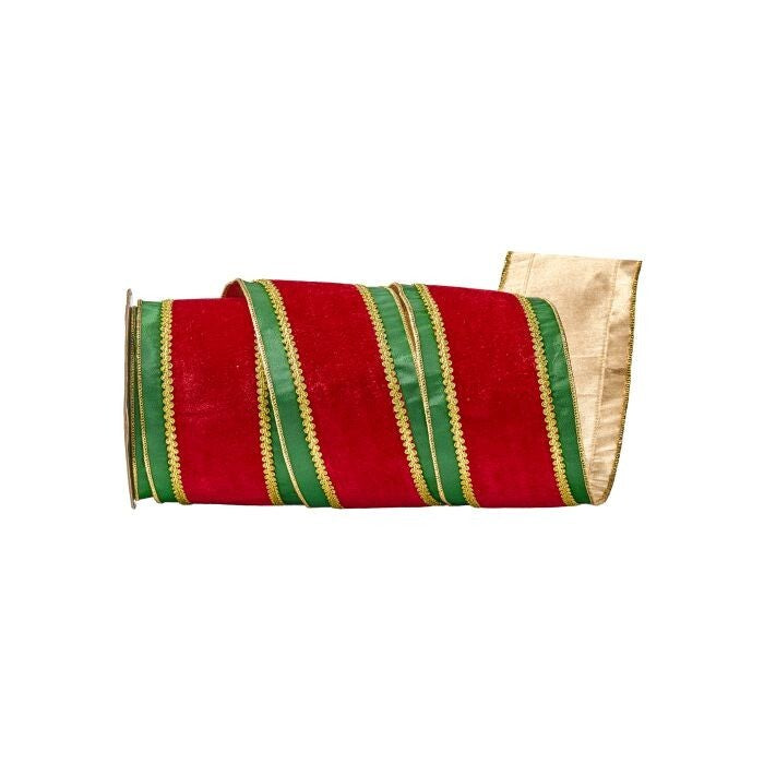 4"X5Y Dupion W/Velvet Spripe Ribbon