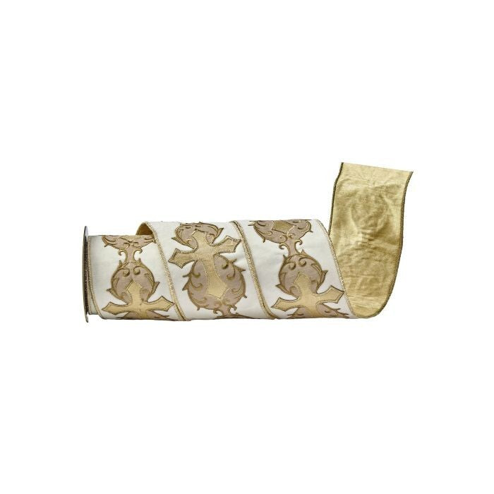 4"X5Y Emb Cross Velvet Ribbon
