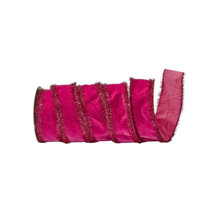 2.5"X10Y Velvet W/Tinsel Edge Ribbon