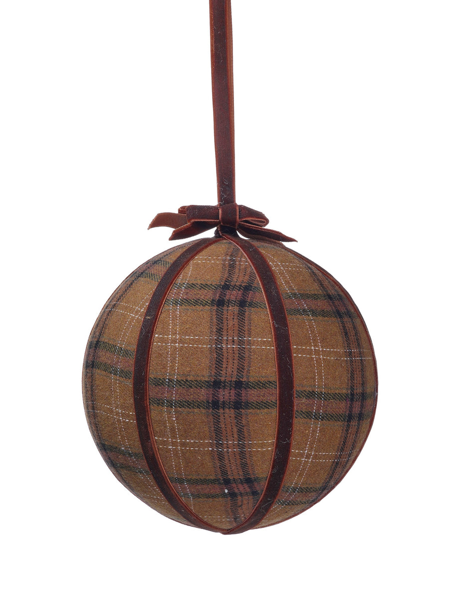 6" Plaid Velvet Ball Ornament