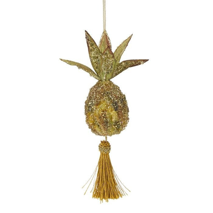 5.5" Gltr Jewel Pineapple W/Tassel Ornament