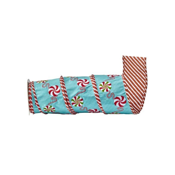 4"X5Y Dupion Emb Peppermint Candy Ribbon