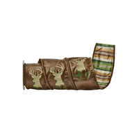 4'X5Y Embroidered Stag Faux Leather Ribbon