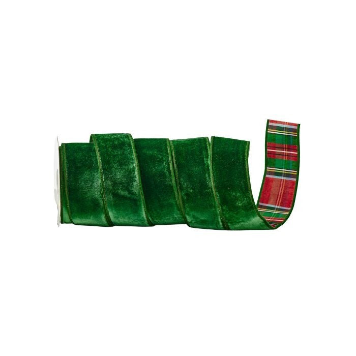 2.5"X10Y Velvet W/Plaid Backing Ribbon