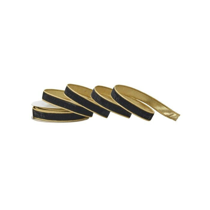 1"X10Y Vlvt W/Metallic Dupion Backing Ribbon