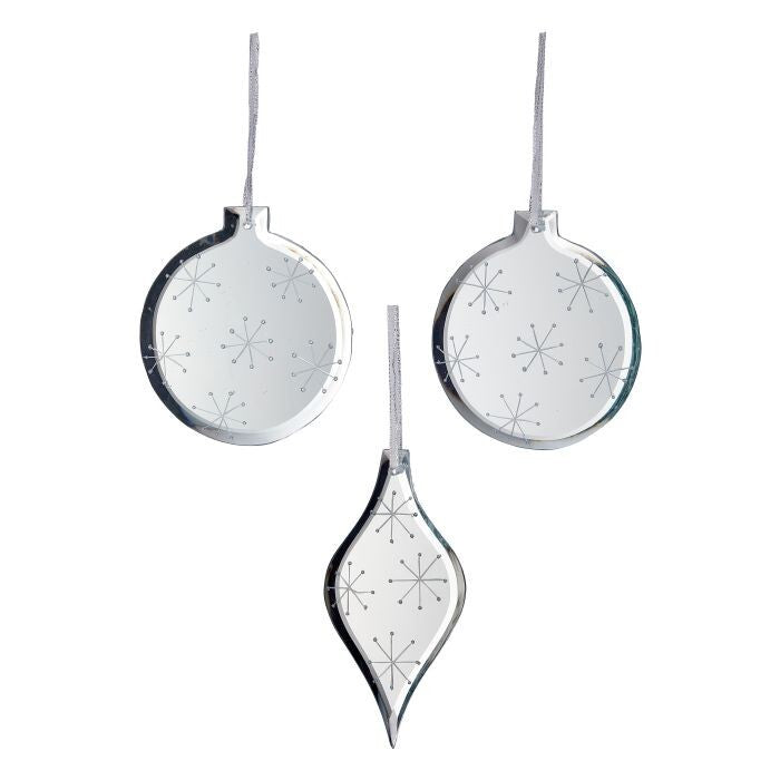 4-5" Mirror Snowflake Ornament 3/Ast