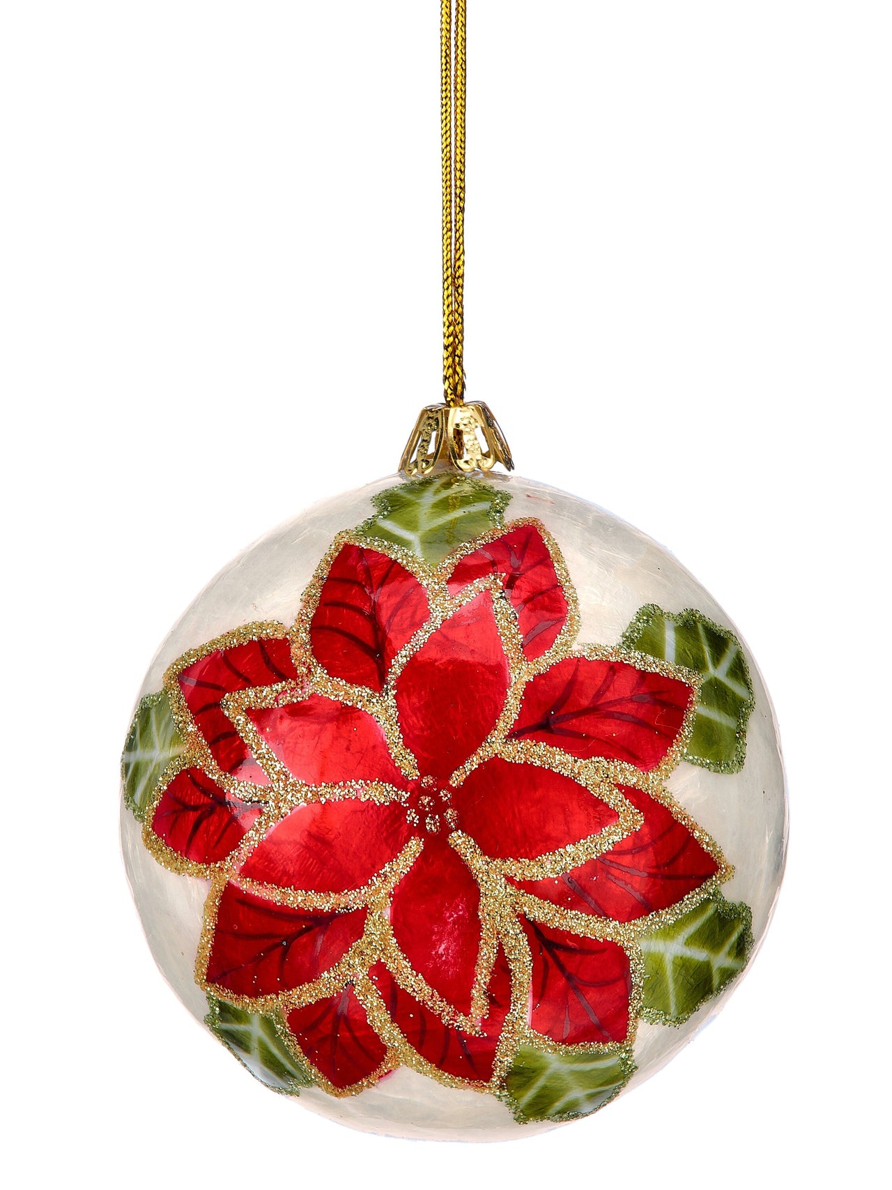 4.5" Capiz Poinsettia Ball Ornament