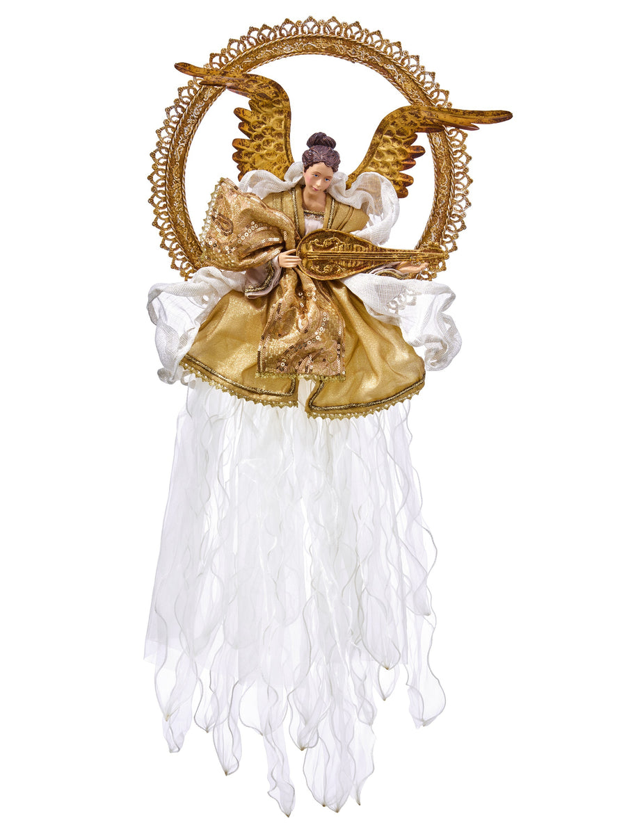30"Hanging Fbc Rsn Angel W/Mandolin/Halo