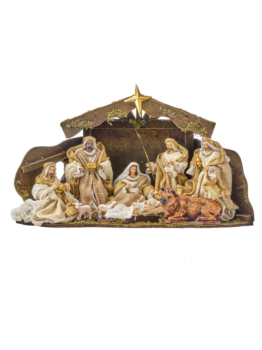 21" Wood Cresh Nativity Scene
