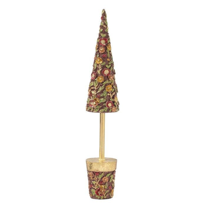 13" Resin Floral Blossom Holiday Tree