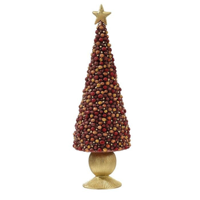 17" Resin Beaded Ball Cone Tree W/Star