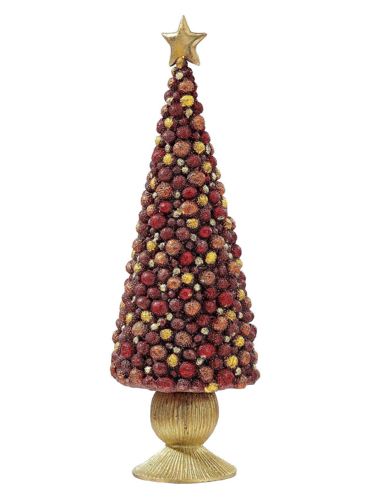 13" Resin Beaded Ball Cone Tree W/Star