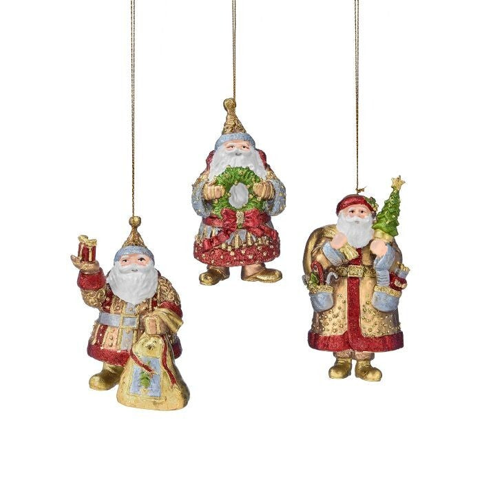 4" Resin Regal Santa Ornament 3/Ast