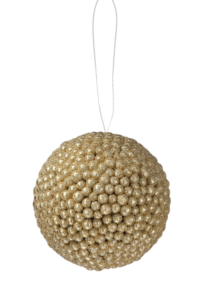 5.5" Beaded Glitter Berry Ball Ornament