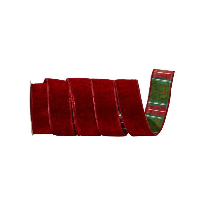 2.5"X10Y Vlvt W/Mckenzie Green Plaid  Ribbon