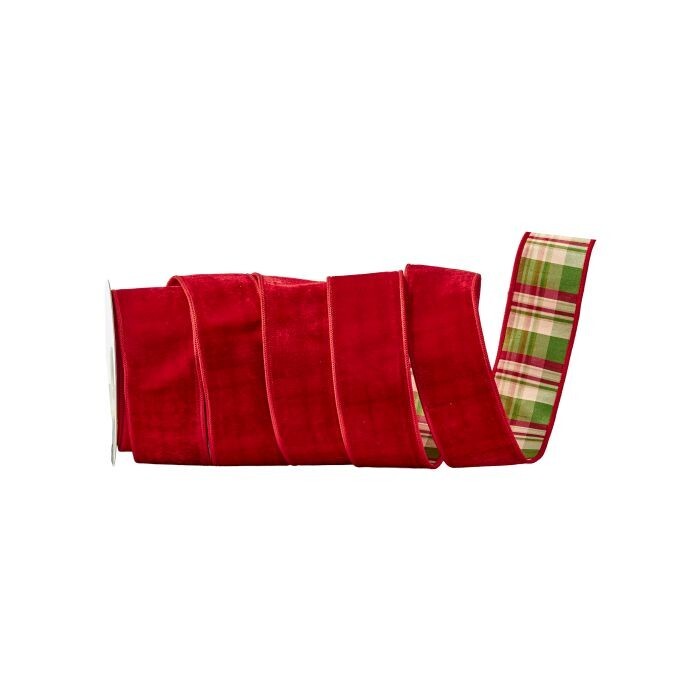 2.5"X10Y Vlvt W/Estate Plaid Backed Ribbon