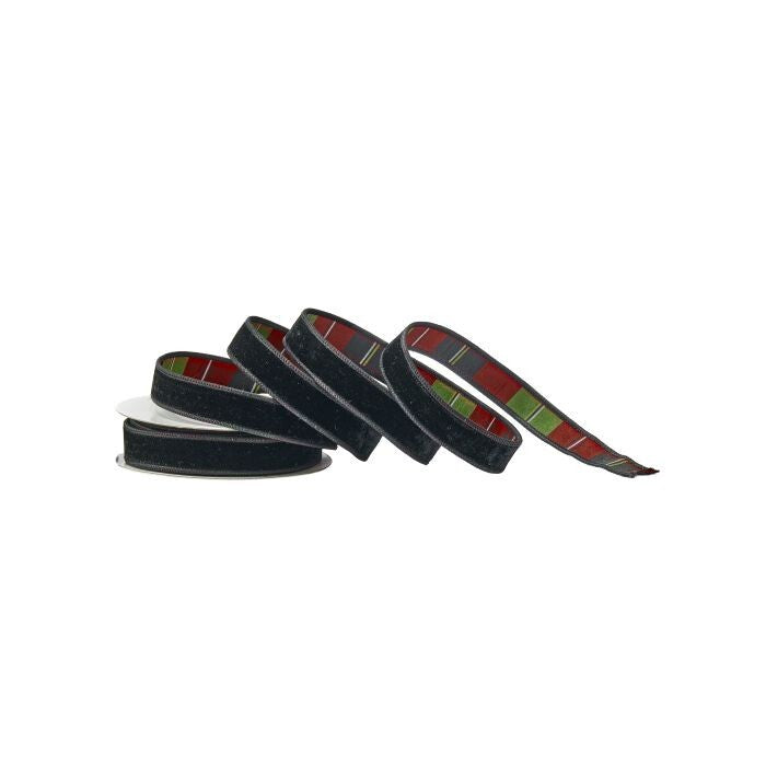 1"X10Y Vlvt W/Highlands Plaid Backed Ribbon
