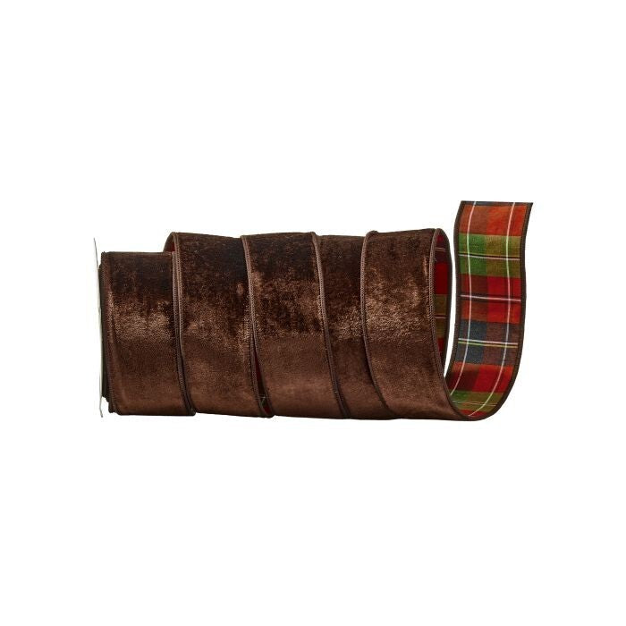 2.5"X10Y Vlvt W/Highlands Plaid Backed Ribbon