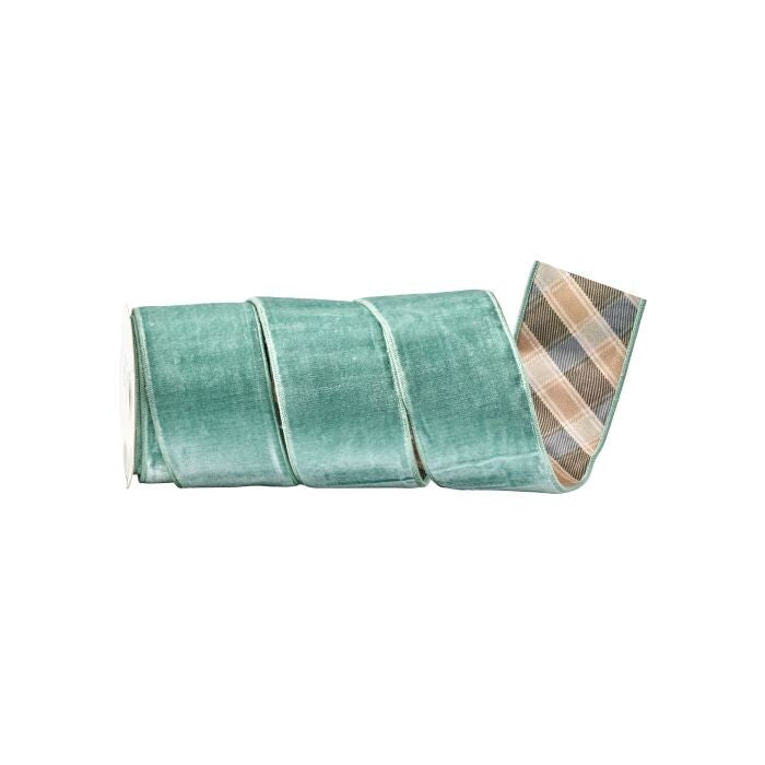 4"X10Y Vlvt W/Gentleman's Plaid Backed Ribbon