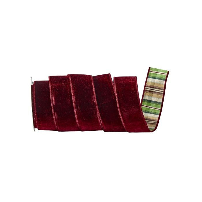 2.5"X10Y Vlvt W/Hunting Plaid Backed Ribbon