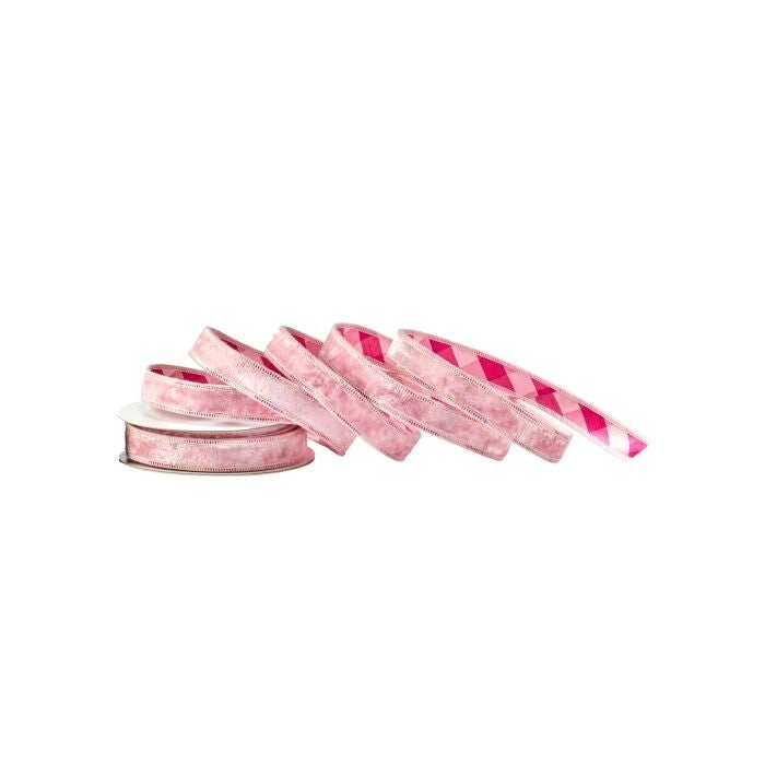 1"X10Y Vlvt W/Princess Pink Plaid Back Ribbon