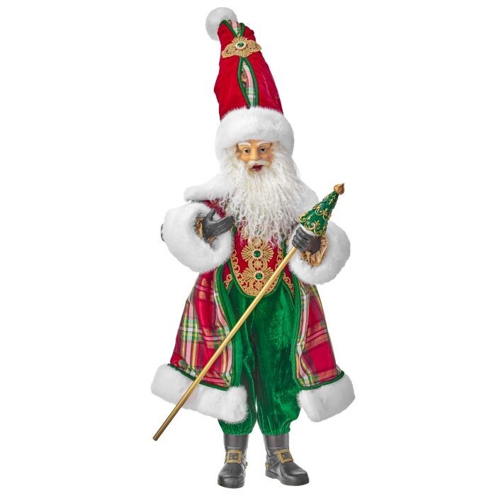 38.5" Resin/Fabric Royal Christmas Santa
