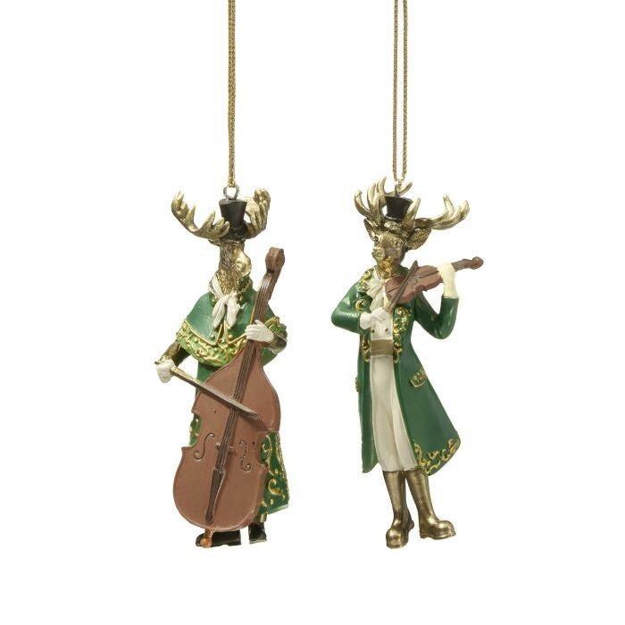 5"Rsn Musical Moose/Deer Ornament 2/Ast